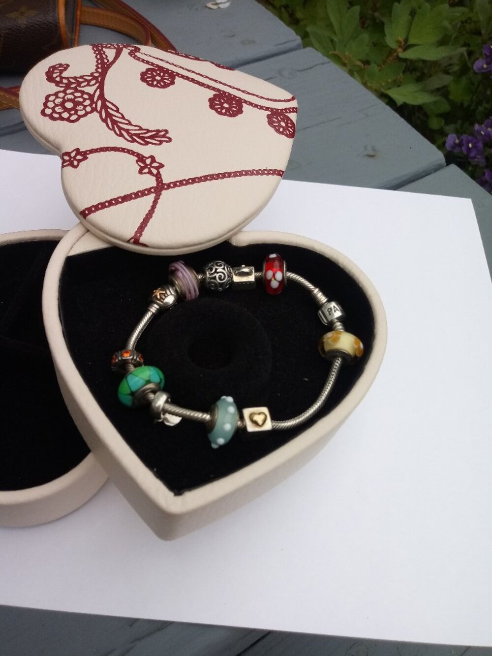 Authentic Pandora bracelet with 11 charms beads spacers clips few with gold
